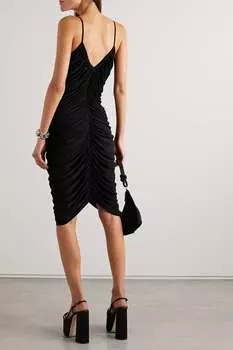NORMA KAMALI платье миди Diana из эластичного джерси со сборками, черный