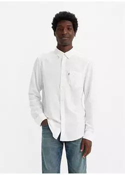 Нормальная белая однотонная мужская рубашка 85746-0140_SUNSET 1 POCKET STANDARD Levis, белый