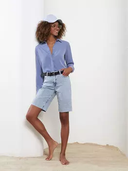 Нормальная талия Slim Fit Straight Pocket Детализированные женские джинсовые шорты Rodeo LCW Jeans