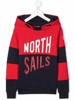 North Sails худи в стиле колор-блок с логотипом, красный