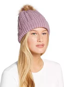 Northeast Outfitters Женская уютная шапка косой вязки с меховым помпоном