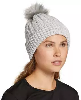 Northeast Outfitters Женская уютная шапка косой вязки с меховым помпоном, серый