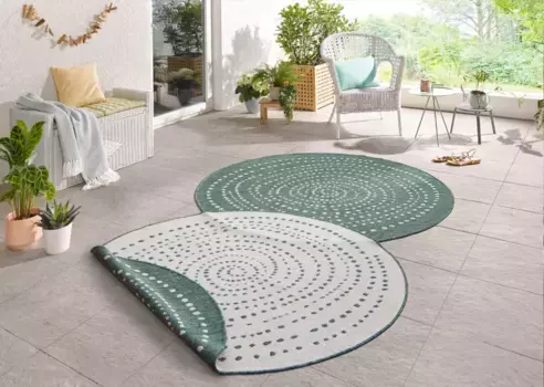 NORTHRUGS ковер "Bali", круглый, для внутреннего и наружного использования, устойчивый к атмосферным воздействиям, для балкона, сада, гостиной, водонепроницаемый 200 см, зеленый