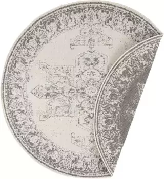 NORTHRUGS ковер "Borbon", круглый, для внутреннего и наружного использования, устойчивый к атмосферным воздействиям, для балкона, сада, гостиной, водонепроницаемый 140 см, кремовый/серый