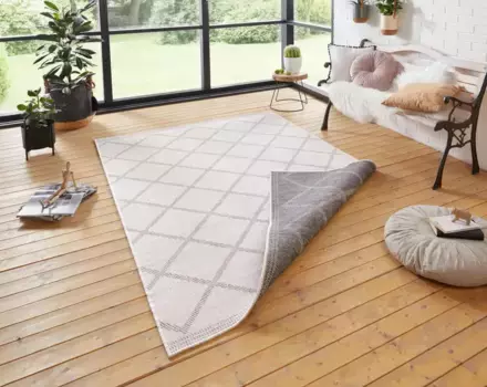 NORTHRUGS ковер "Двусторонний ковер Corsica", прямоугольный, для дома и улицы, атмосферостойкий, для балкона, сада, гостиной, водонепроницаемый 120х170 см, серый/кремовый