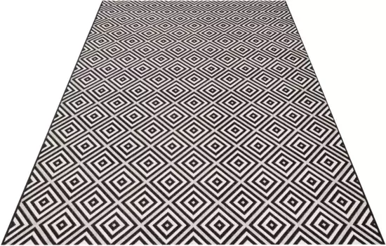 NORTHRUGS ковер "Karo", прямоугольный, для внутреннего и наружного использования, ковровая дорожка, устойчивый к атмосферным воздействиям, ромб, балкон, сад, прихожая 80х150 см, черный