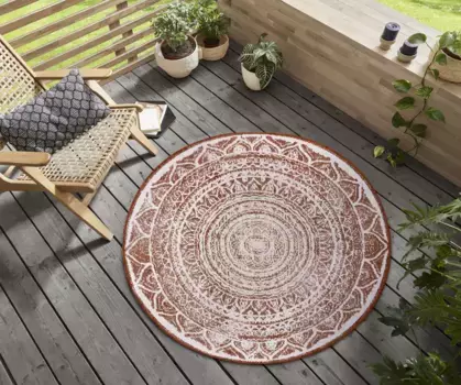 NORTHRUGS ковер "Siruma", круглый, для дома и улицы, двусторонний ковер, восточный, ковер, сад, прихожая 140 см, цвет cayenne