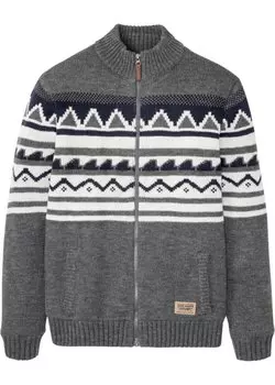 Норвежский кардиган на флисовой подкладке John Baner Jeanswear, серый