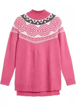 Норвежский свитер с разрезами по бокам Bpc Bonprix Collection, розовый