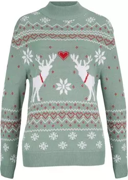 Норвежский свитер с водолазкой Bpc Bonprix Collection, зеленый