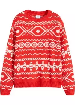 Норвежский свитер с высоким воротником Bpc Bonprix Collection, красный