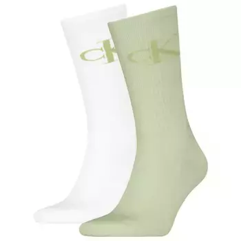 Носки 2 шт Calvin Klein Jeans Monogram crew, зеленый