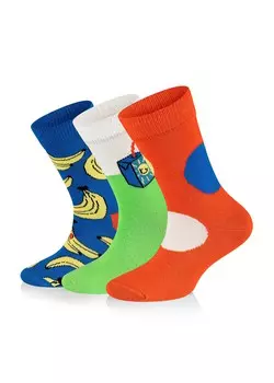 Носки, 3 пары детских носков-бананов Happy Socks, мультиколор