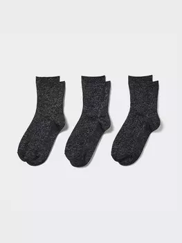 Носки 3 пары с блестками Uniqlo, черный