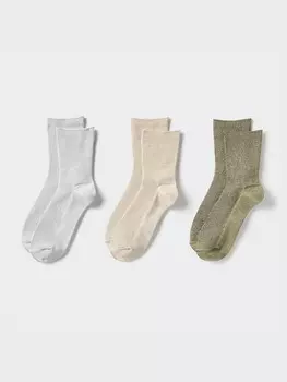 Носки 3 пары с блестками Uniqlo, серый
