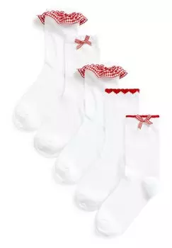 Носки 5 Пакет Next, цвет white/red