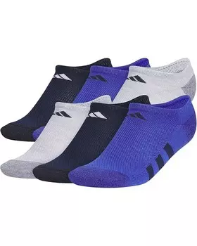 Носки adidas Kids Athletic Cushioned 6-Pack No Show, цвет Cool Light Heather/Collegiate Navy/Semi Lucid Blue