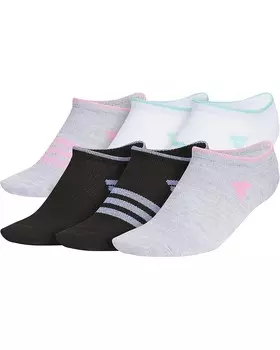 Носки adidas Kids Superlite 3.0 6-Pack No Show, цвет White/Shiny Energy Aqua/Shiny Bliss Pink