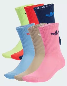 Носки Adidas Originals Trefoil Cushion, 6 шт. в упаковке, в разных цветах