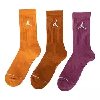 Носки Air Jordan Solid Color Logo Basketball Casual Breathable Sports Socks 3 Pairs Purple / Brown / Orange, коричневый