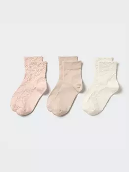 Носки экипажные, 3 пары Uniqlo, розовый