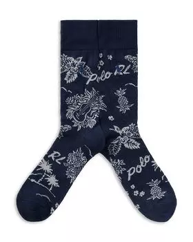 Носки экипажные с принтом "Полинезийский бандана" Polo Ralph Lauren, синий