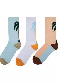 Носки АКСЕССУАРЫ FANCY PALMTREE 3-PACK Mister Tee, белый многоцветный