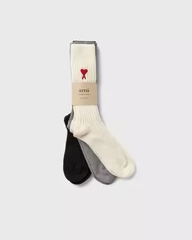 Носки Ami Paris Pack X3 Chaussettes Ami De Coeur, цвет 971: ecru/gris/noir