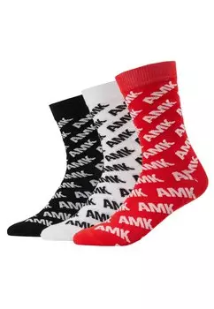 Носки AMK ALLOVER SOCKS 3 ПАКЕТА Mister Tee, черный/красный/белый