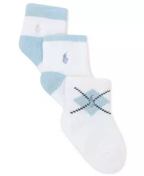 Носки Argyle Crew для маленьких мальчиков Ralph Lauren, набор из 3 шт. Polo Ralph Lauren, синий