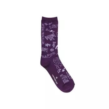 Носки BAPE Graffiti Pattern Socks, фиолетовый