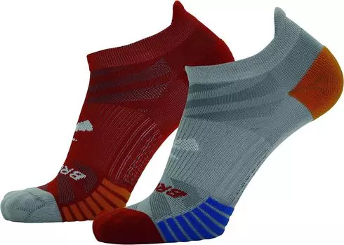 Носки Brooks Ghost Lite No Show 2 Pack, цвет Light Grey/Red/Red/Light Grey