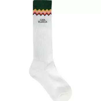 Носки Casablanca Mid Calf Ribbed Sprot Casa Zig Zag, белый/зеленый