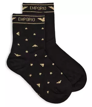 Носки черные Emporio Armani с узором, 2 пары