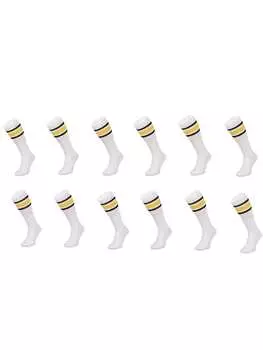 Носки COFI 1453 Basketsocken Gelb-Schwarz gestreift OneSize Wei, белый