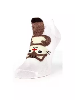 Носки COFI 1453 Kurze Socken mit Katzenmuster fr Damen Freizeitsocken Schne, белый