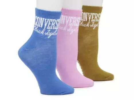 Носки Converse Flat Knit Women's Quarter Ankle Socks - 3 шт. в упаковке, разноцветные