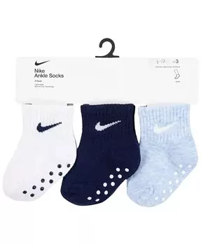 Носки Core Ankle Gripper для мальчиков и девочек, упаковка из 3 шт Nike, синий