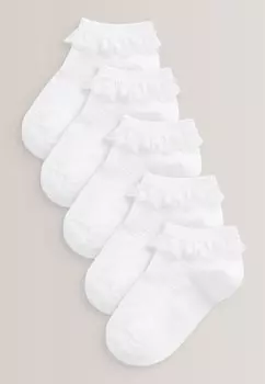 Носки Cotton Rich Ruffle Trainer Socks 5 Pack Next, белый