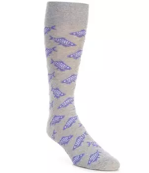 Носки Cremieux с рыбным узором и круглым вырезом, серый