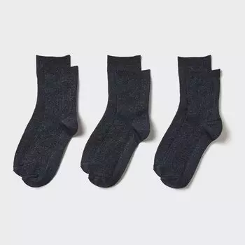 Носки (Crew Glitter, 3 пары) UNIQLO, черный