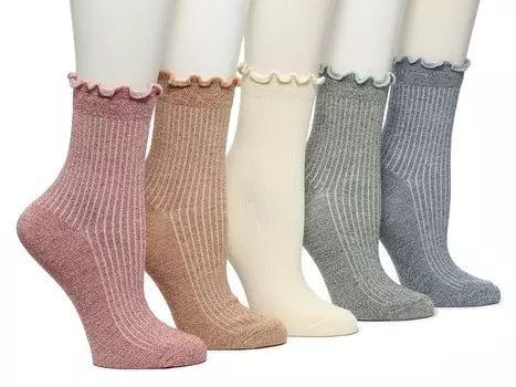 Носки Crown Vintage Ribbed Lettuce Trim до щиколотки 5 шт, мультиколор