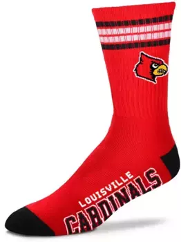 Носки Deuce Crew с 4 полосками для босых ног Louisville Cardinals For Bare Feet