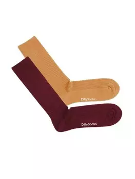 Носки DillySocks 2er Pack Premium Ribbed Collection, цвет wine red - golden yellow