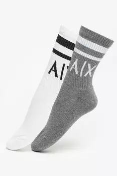 Носки длинные с логотипом - 2 пары Armani Exchange, черный