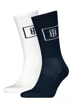 Носки длинные с логотипом - 2 пары Tommy Hilfiger, черный
