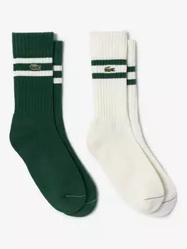 Носки для экипажа в жаккардовую полоску Lacoste, цвет Green Mid