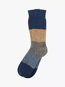 Носки для ботинок из смеси шерсти и шелка с кашемиром в полоску Celtic & Co., темно-синий