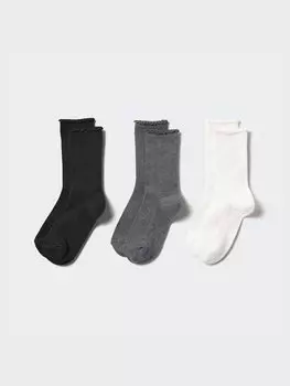 Носки для девочек с оборками, 3 пары Uniqlo, цвет 09 черный