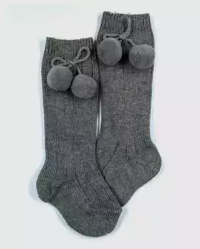 Носки для девочки Condor с помпоном, светло-серый